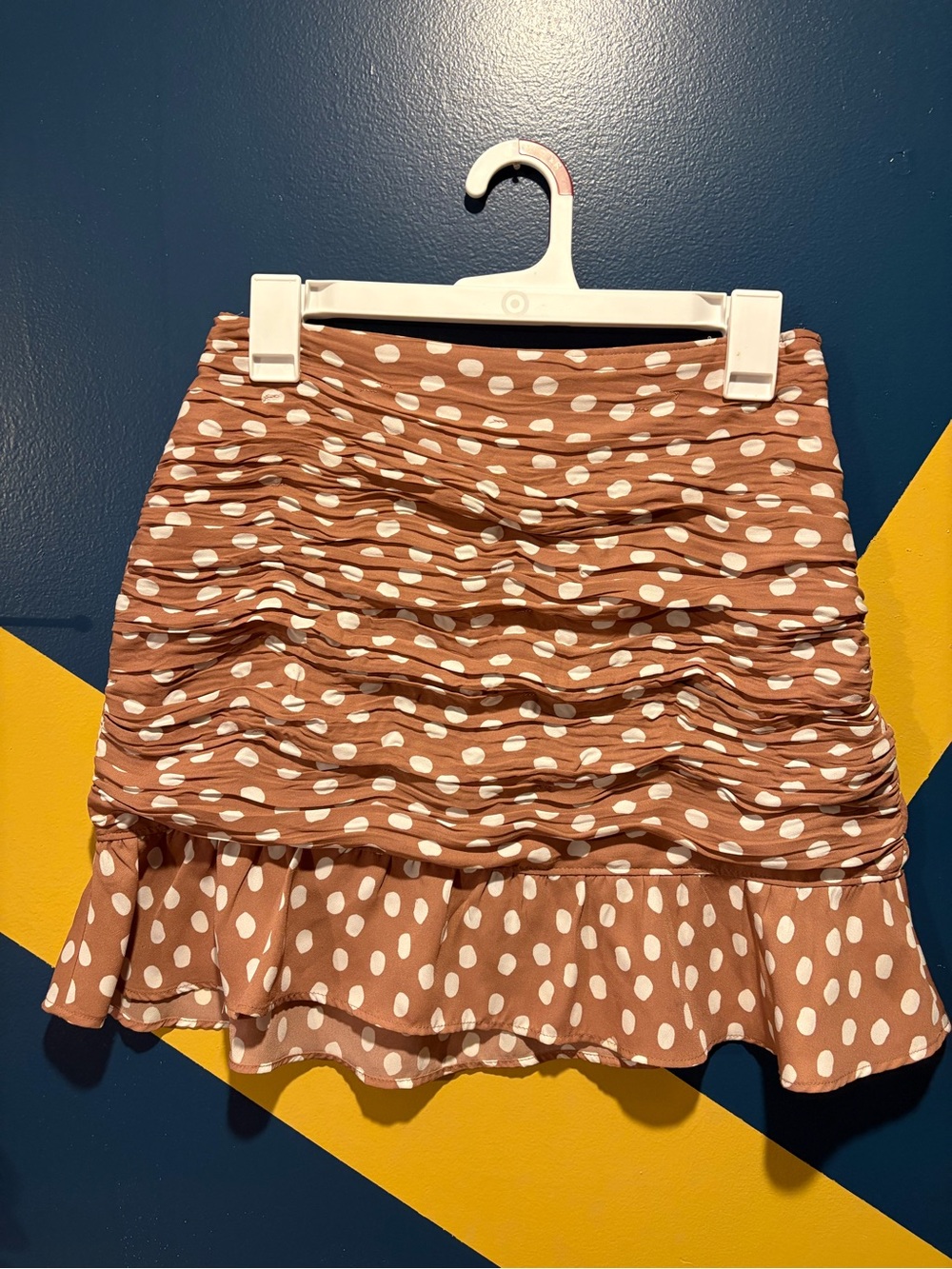 Abercrombie & Fitch Mauve & White Polka Dot Ruched Mini Skirt NWOT
